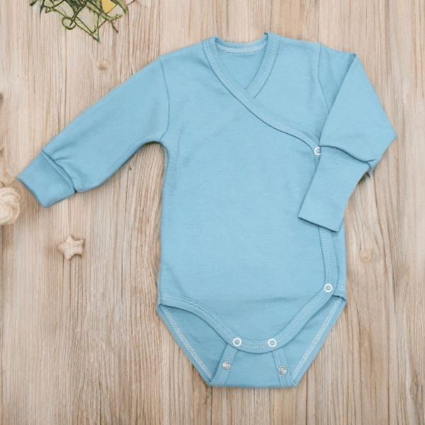 Växande babybody 56/62 långärmad 100% bomull blå