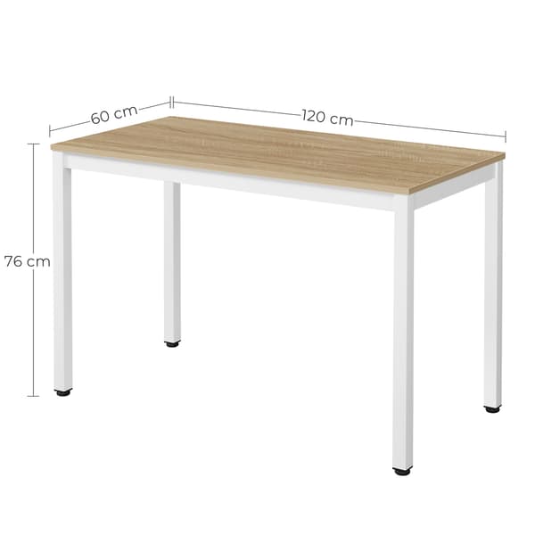 TESSA bord 120 cm x 60 cm - egetræ / hvide ben