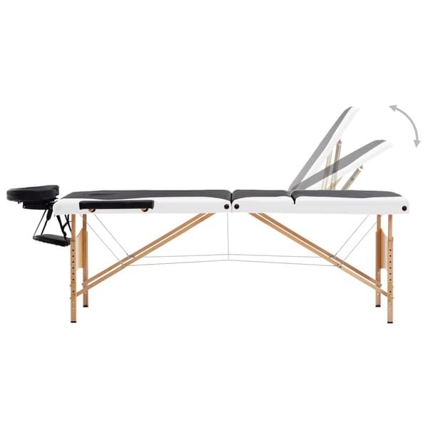 vidaXL foldbar massagebrik 3-zoner træ sort og hvid