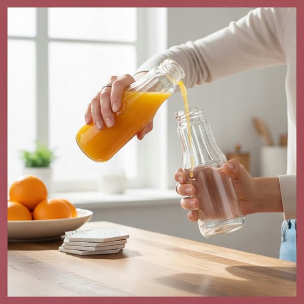 5x hedelmämehupullo 300 ml + lasikannet mehusiirapille