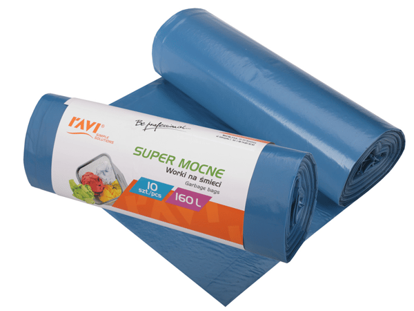 RAVI SOPPACKNINGSSÄCKAR 160L SUPERSTARKA 100X130CM 10 ST LDPE BLÅ