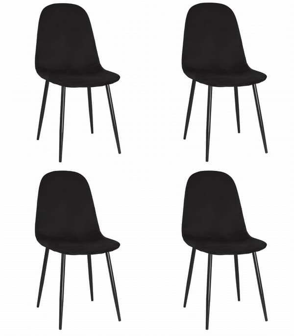 COMO stol - sort fløjl x 4