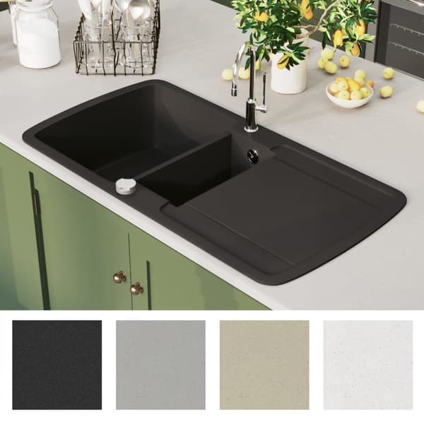 vidaXL Granit Dubbel Handfat, Svart