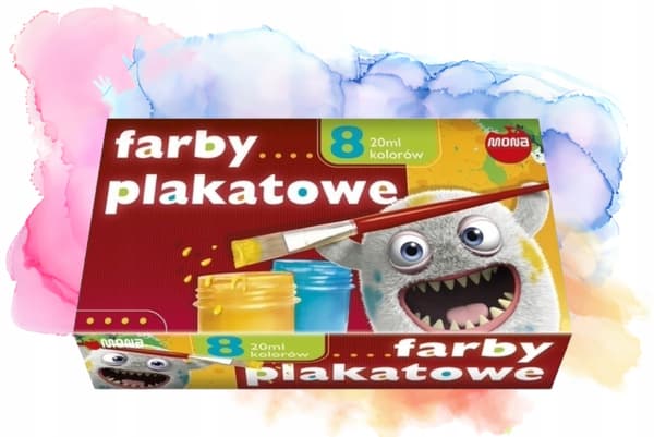 Plakatmaling 8 farver 20 ml hver mættede farver matte efter tørring