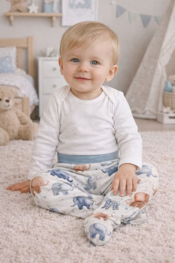 80 TRYKFRIE SOVNER babyshorts 100% BOMULD ELEFANT