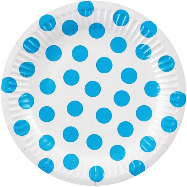 Paperilautaset, pilkulliset, siniset, 18 cm, 6 kpl.