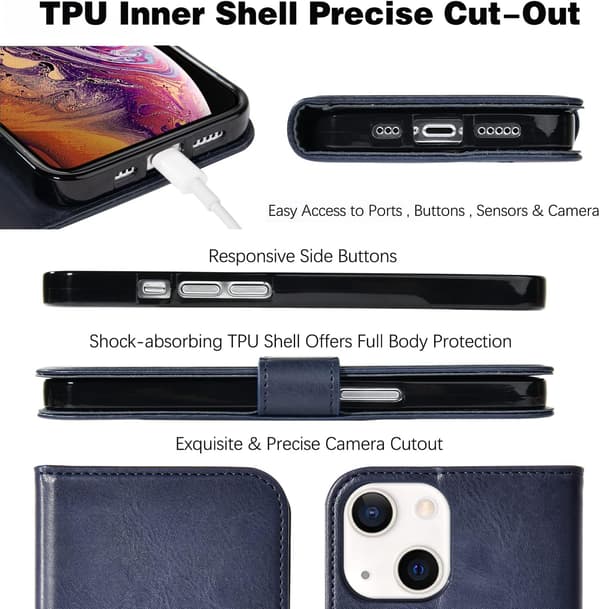 APPLE IPHONE 13 6,1" ETUI MARINEBLÅ PU LÆDER PUNCH