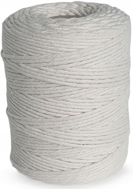 Bomullsband för makramé 2 mm 250 g, vitt