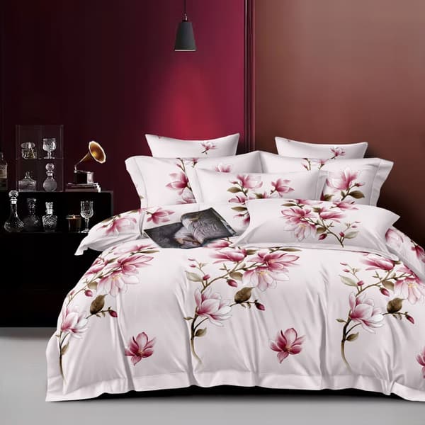 Satin sängset Parylux 2.11 Pudriga blommor dynta 160x200cm