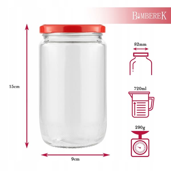 48x Franko-burkar 720ml sylt honung konserver burkar pickles + lock 82