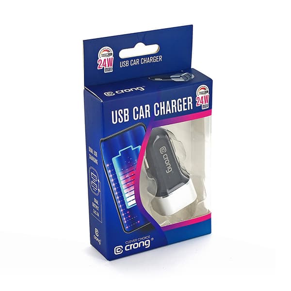 Crong Power Biloplader 24W - Biloplader 2xUSB 2.4A (aluminium)