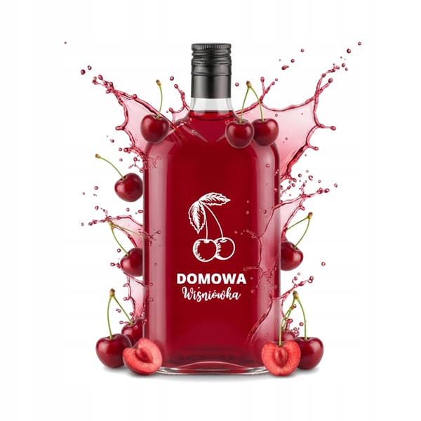 10x klassiska 500ml-flaskor med tryck på hemgjord körsbärsvodka