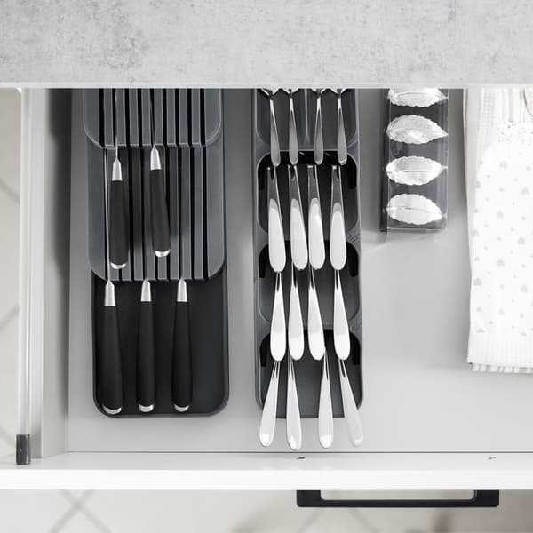 Knivorganizer til skuffe grå 39x14,5x7,5 cm