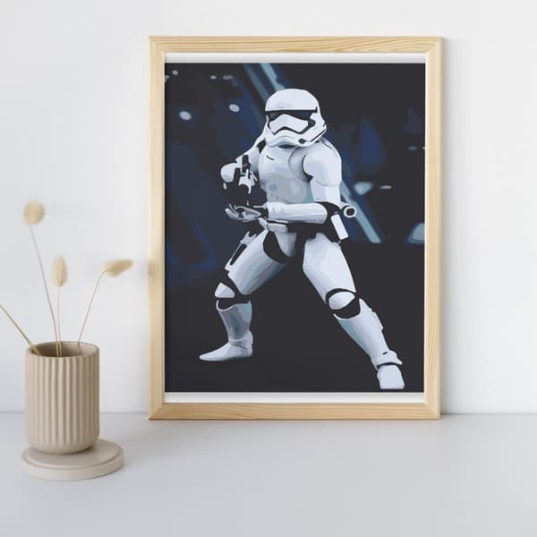 MALING EFTER TAL MED RAMME Billeder til maleri - Stormtrooper 40 x 50 cm
