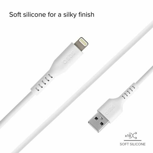 SBS USB 2.0 - Lightning-kabel 1m Vit för dataöverföring och laddning