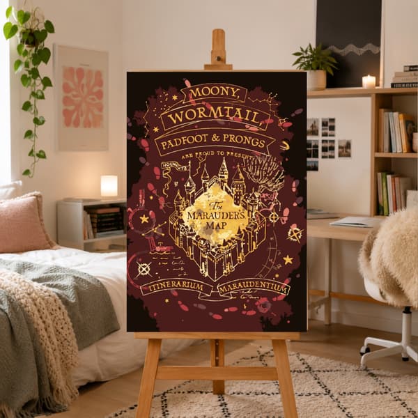 Mal efter nummer billede med ramme Marauder's Map Harry Potter 50x70 cm
