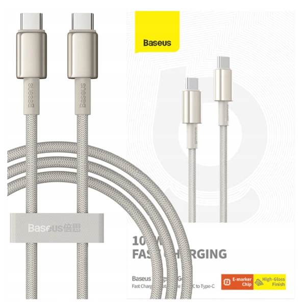 Baseus Tungsten Gold USB-C til USB-C kabel, 100W, 1m (guld)