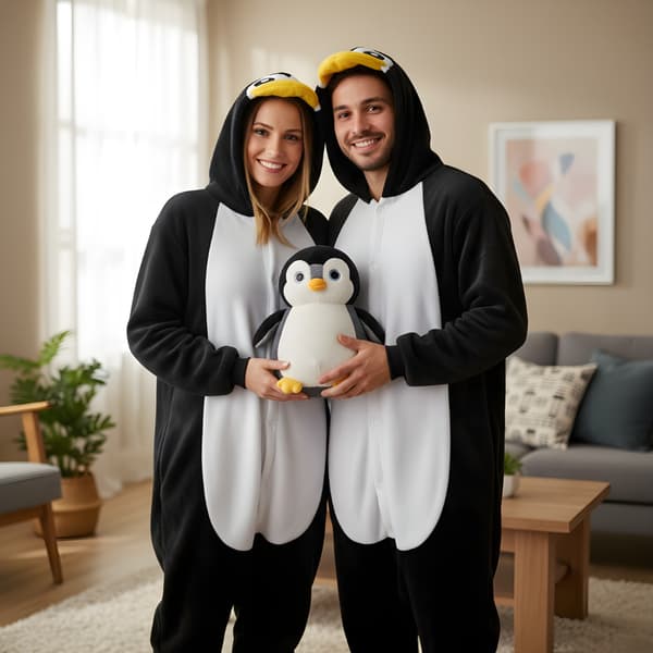 Kigurumi-pyjamaskostume med pingvin, størrelse 145-155 cm