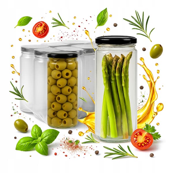 10x Lång burk 500ml för sylt, honung, konserver, gurkor, kryddor + lock 0,5l