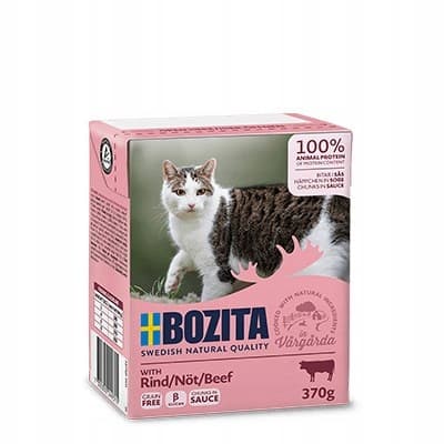 BOZITA vådfoder til katte, kødstykker med oksekød, 6 x 370 g