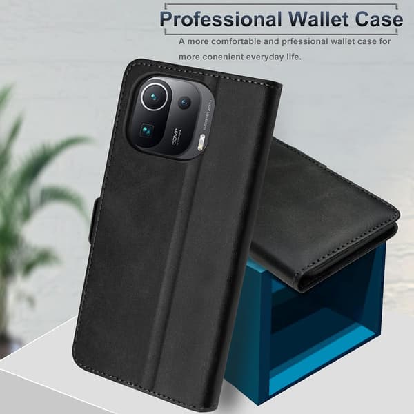 ETUI LUKKET MED KLAP TIL XIAOMI MI 11 PRO SORT TIL KORT