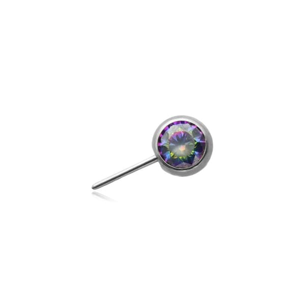 Titan PUSH IN-mutter med kubisk zirkon Vitrail Medium - silver - TPI-006 4 mm