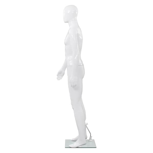 vidaXL Herrskyltdocka med glasbas glansig vit 185 cm