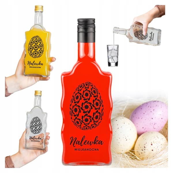 5x Glasflaskor till PÅSKFALA 500ml med TRYCK För Likörpresent