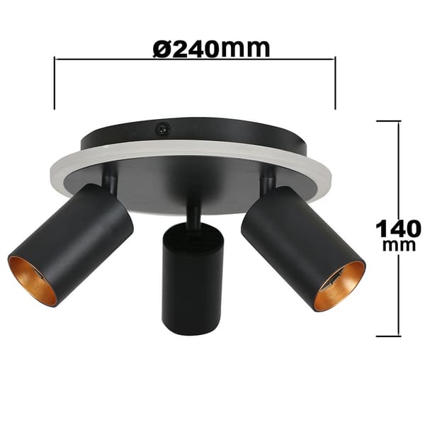 PARMA LED-PANDELAMPE SORT LYS PRESTIGE LP-0612/3C RUND SORT