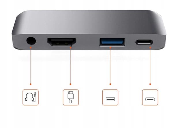 4in1 HUB USB-C 3.0 HDMI 4K JACK -sovitin iPad Prolle