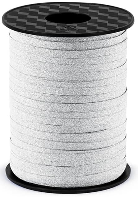Plastband, glitter hopea, 225m, 1 kpl