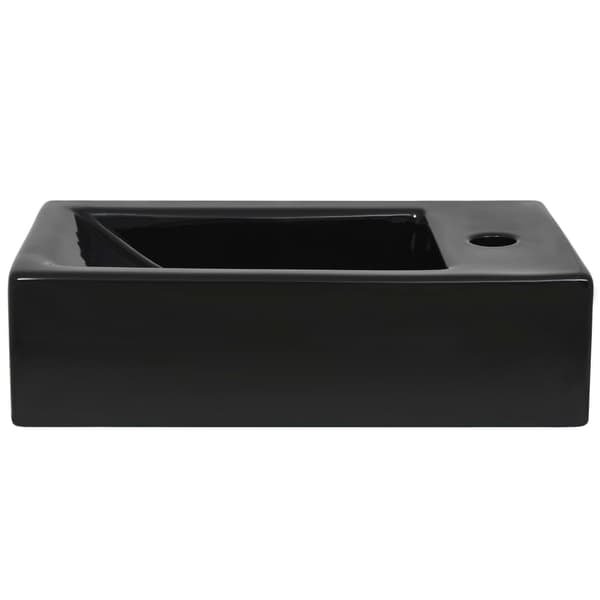 vidaXL rektangulær håndvask med hanehul 46x25,5x12 cm sort