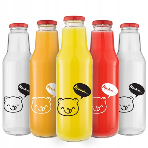 5x KUBUŚ-flaska 750 ml med tryckflaskor för juice, juice, sirap och vattenflaskor
