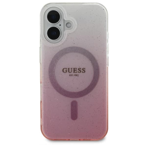 Guess IML Glitter Gradient MagSafe - iPhone 16-skal (rosa)