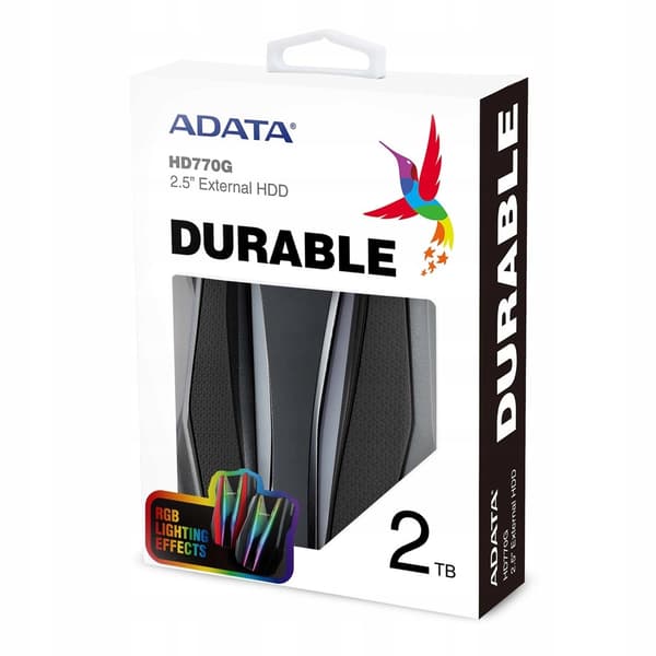ADATA Durable HD770G 2TB USB 3.2 Sort Eksternt Harddisk