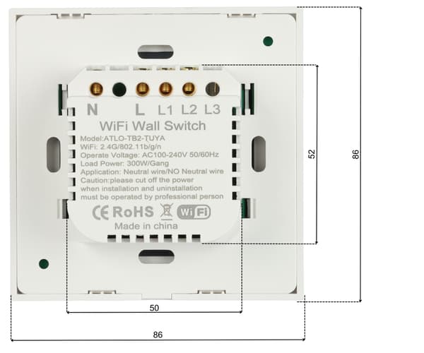 ATLO-TB2-TUYA Wi-Fi dobbelt smart touch-lysafbryder, Tuya Smart