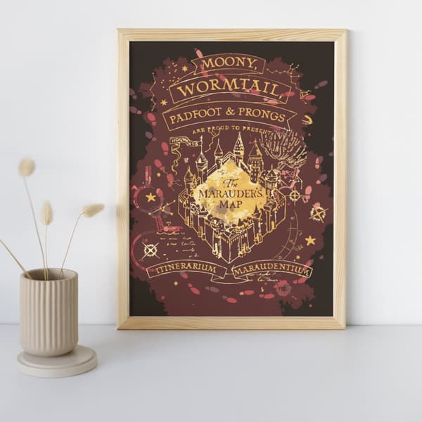 MALING EFTER TAL MED RAMME Billeder til maleri - Marauder's Map 40x50 cm