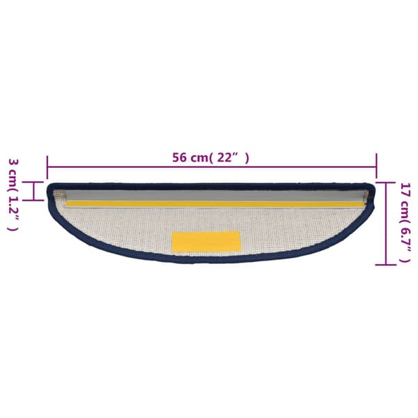 vidaXL trappemåtter 15 stk. 56x17x3 cm blå halvrunde