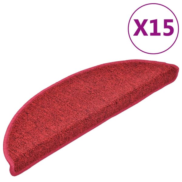 vidaXL trappemåtter 15 stk. 56x17x3 cm røde halvrunde