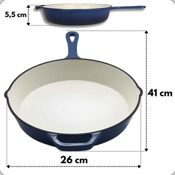 EMALJERAD GJUTJÄRNSPANNA 26CM HAGE BLÅ
