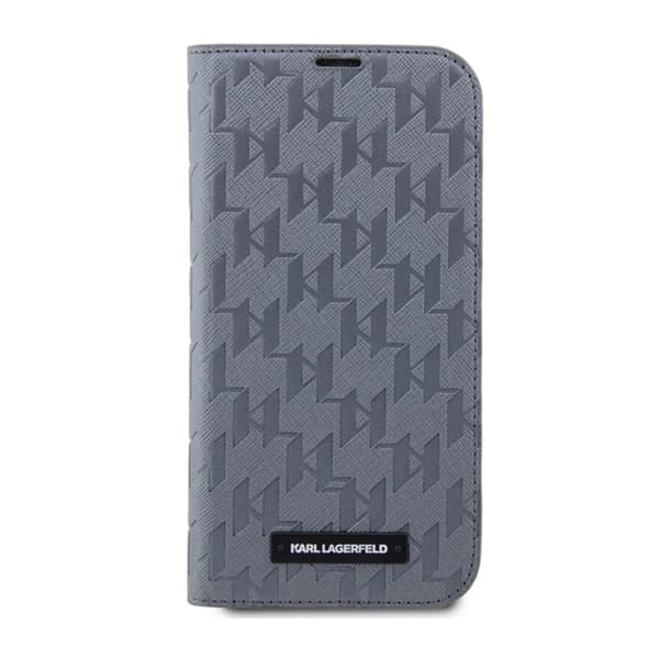 Karl Lagerfeld Booktype Saffiano Monogram - iPhone 14 Pro Max-skal (Silver)