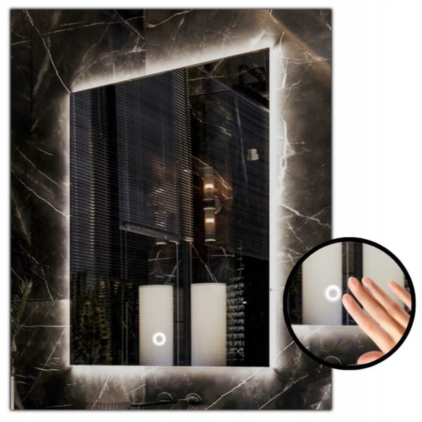 Belyst LED-spegel 50x60 vattentät IP65 med touchswitch