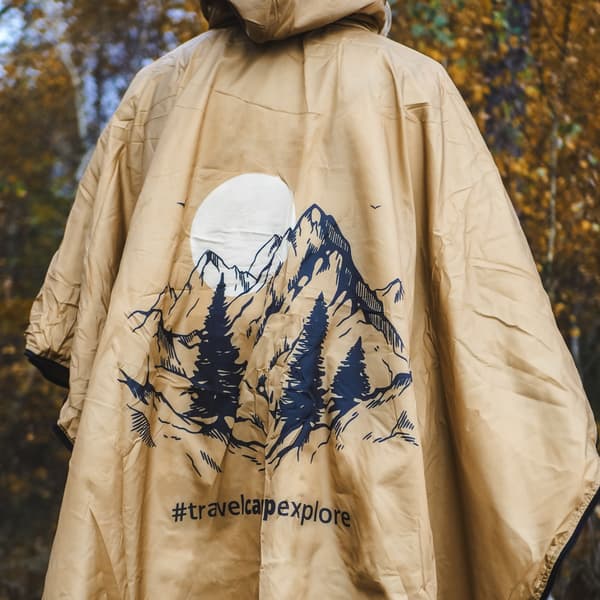 OFFLANDER camping poncho tynd med varmer champagne