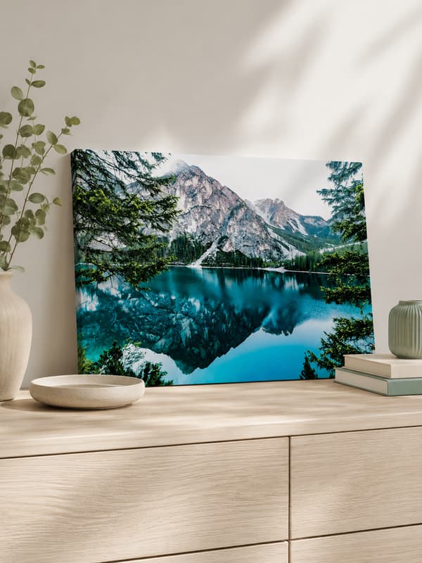 Maleri efter tal med ramme Billeder til maleri - Sø i bjergene 50x40cm