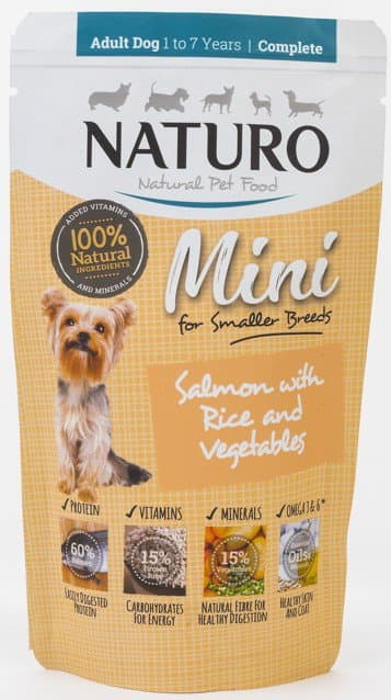Naturo Mini | Hundfoderpåse 150g - VUXEN lax med ris och grönsaker 150g