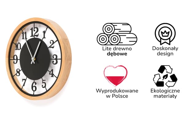 Vægur LEJA 37cm træ eg premium