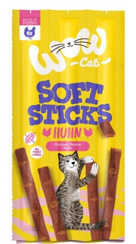 Wow Cat | Bløde pinde | Bløde kattegodbidder 6x5g - Kylling 6x5g