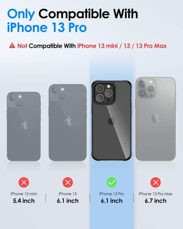 COVER TIL APPLE IPHONE 13 PRO SORT TRANSPARENT BAGSIDEN