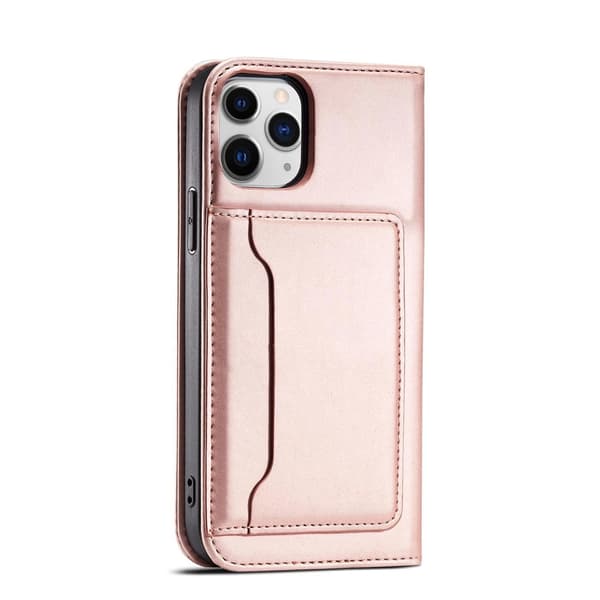 Magnet Kortcover iPhone 12 Pro Etui Kortholder Lyserød