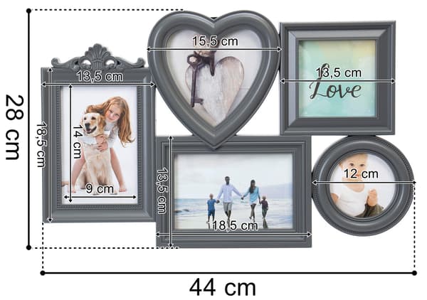 CORAZON fotoram för 5 foton, grå